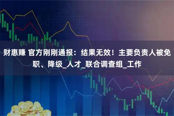 财惠赚 官方刚刚通报：结果无效！主要负责人被免职、降级_人才_联合调查组_工作